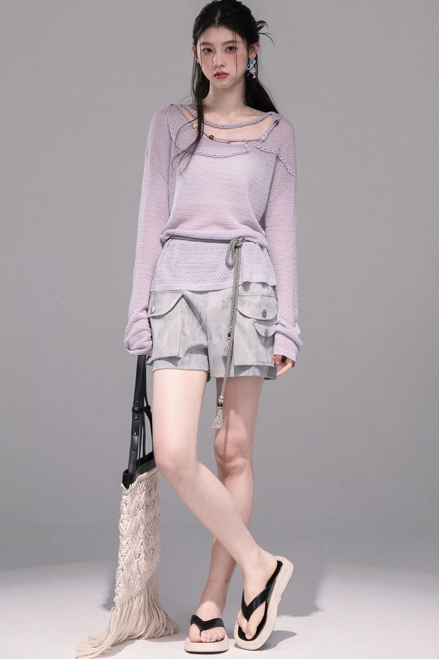Mica Gray Gradient Shorts Set