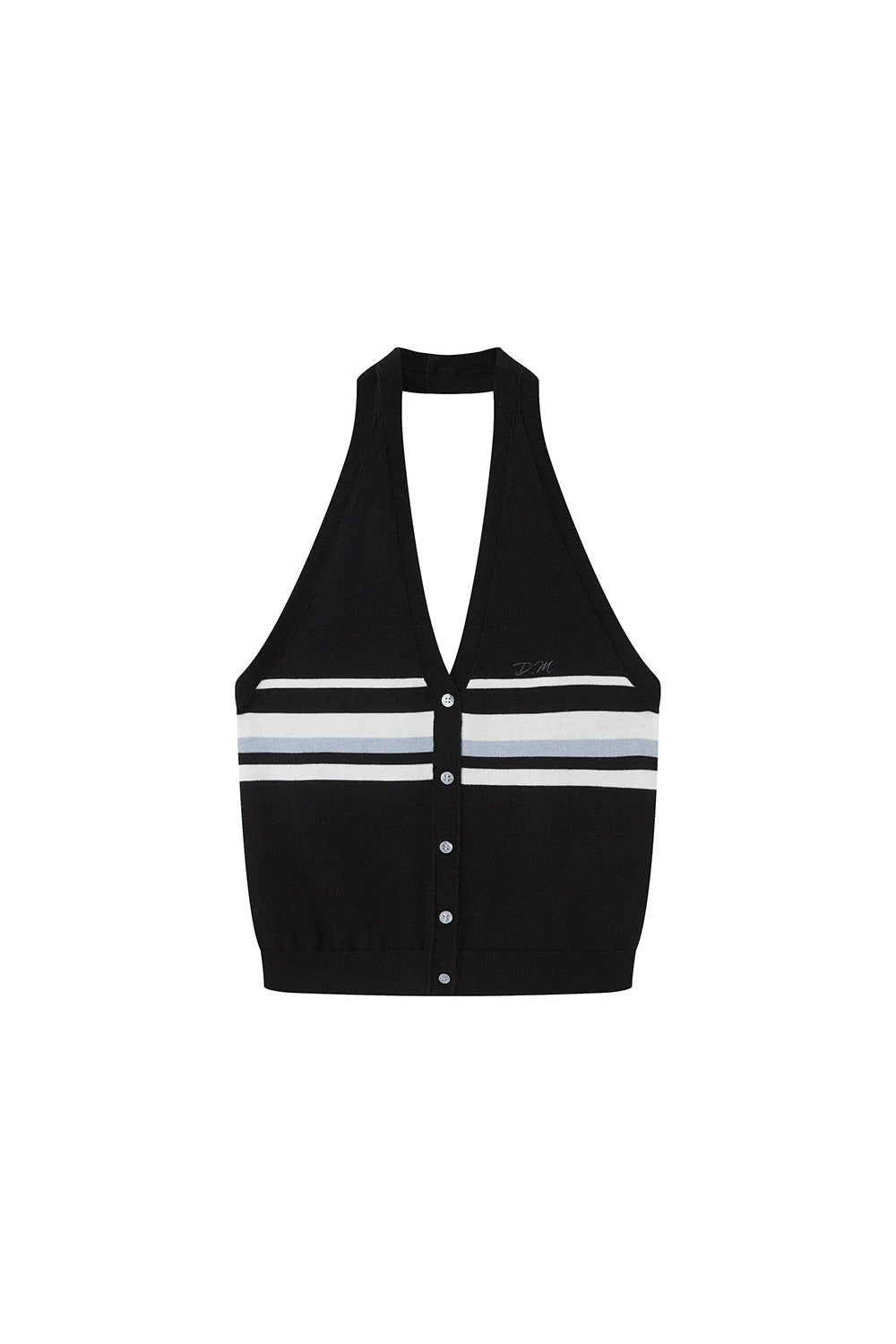 V-Neck Button Halter Vest