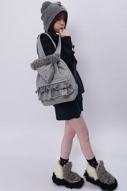 Furry Pleated Ballet Backpack