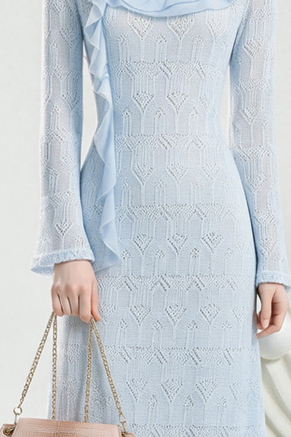 Blue Mist Ruffle Knit Dress