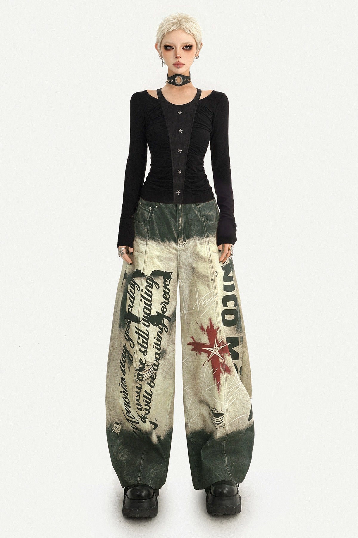 Graffiti Wide-Leg Jeans