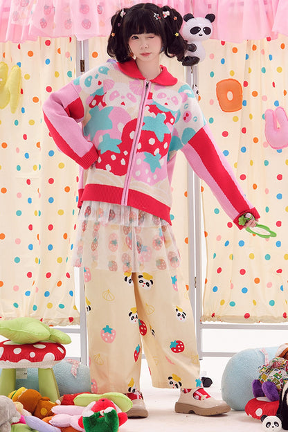 Jeans im japanischen Stil mit Panda-Motiv