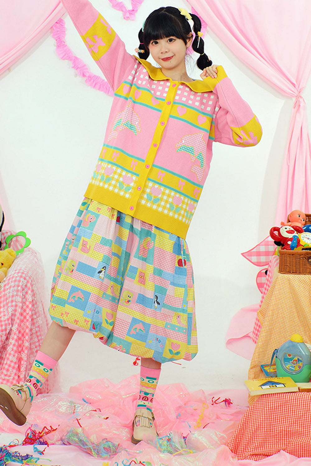 Veste cardigan tricotée colorée