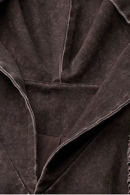 Red-Brown Quilted Embroidered Long Hooded Trench Coat