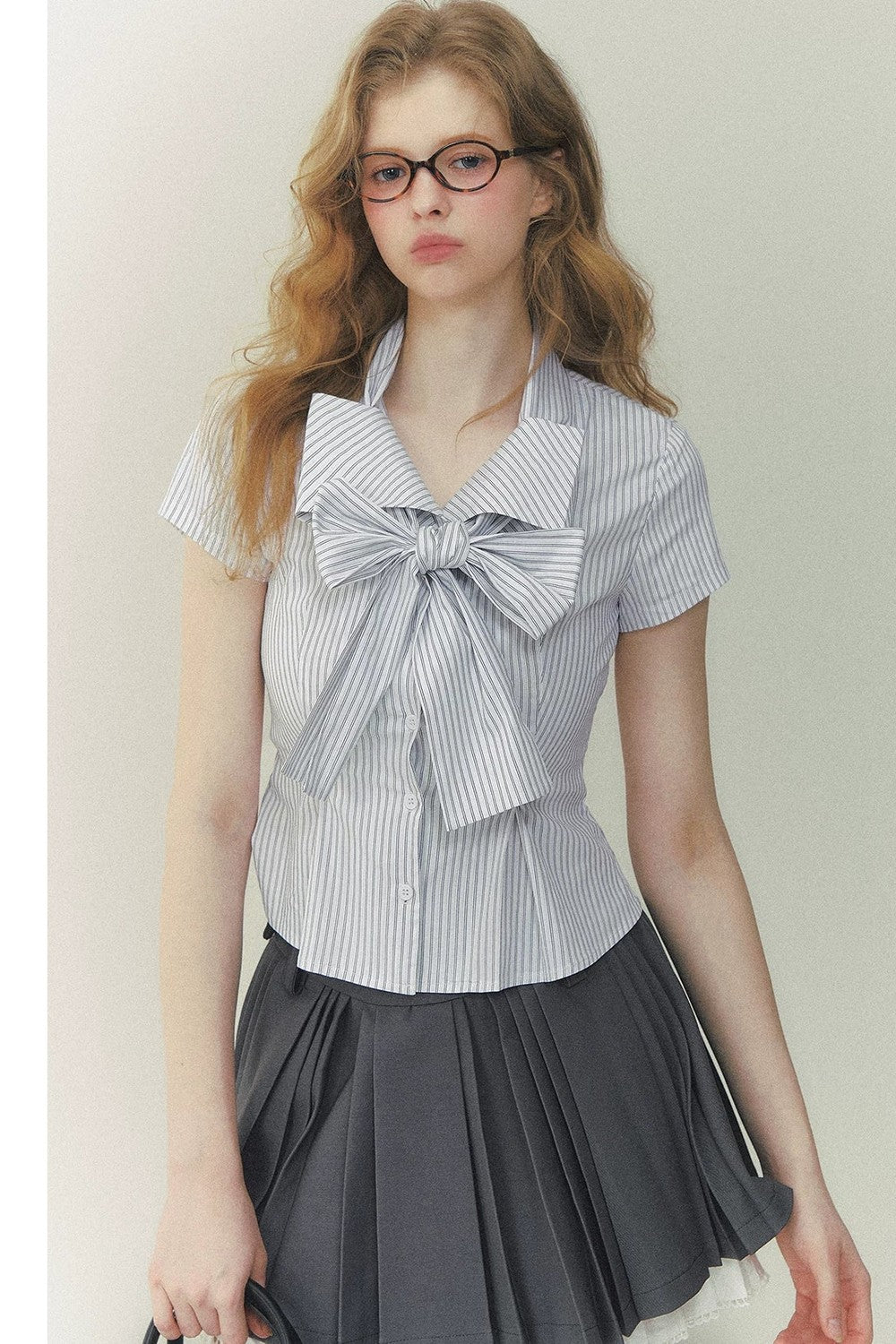 Art Girl Striped Bow Blouse