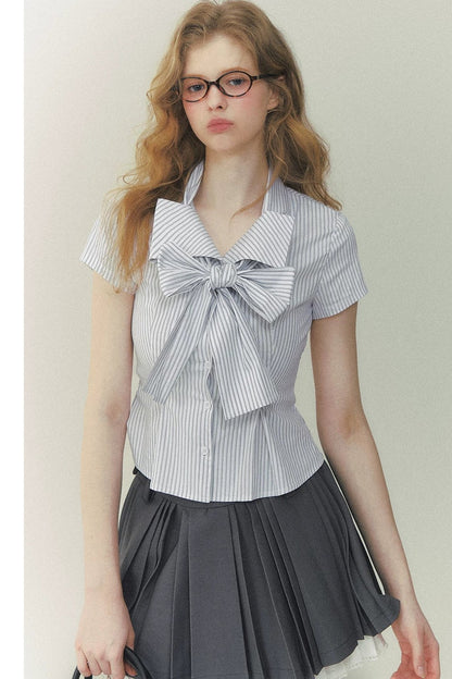 Art Girl Striped Bow Blouse