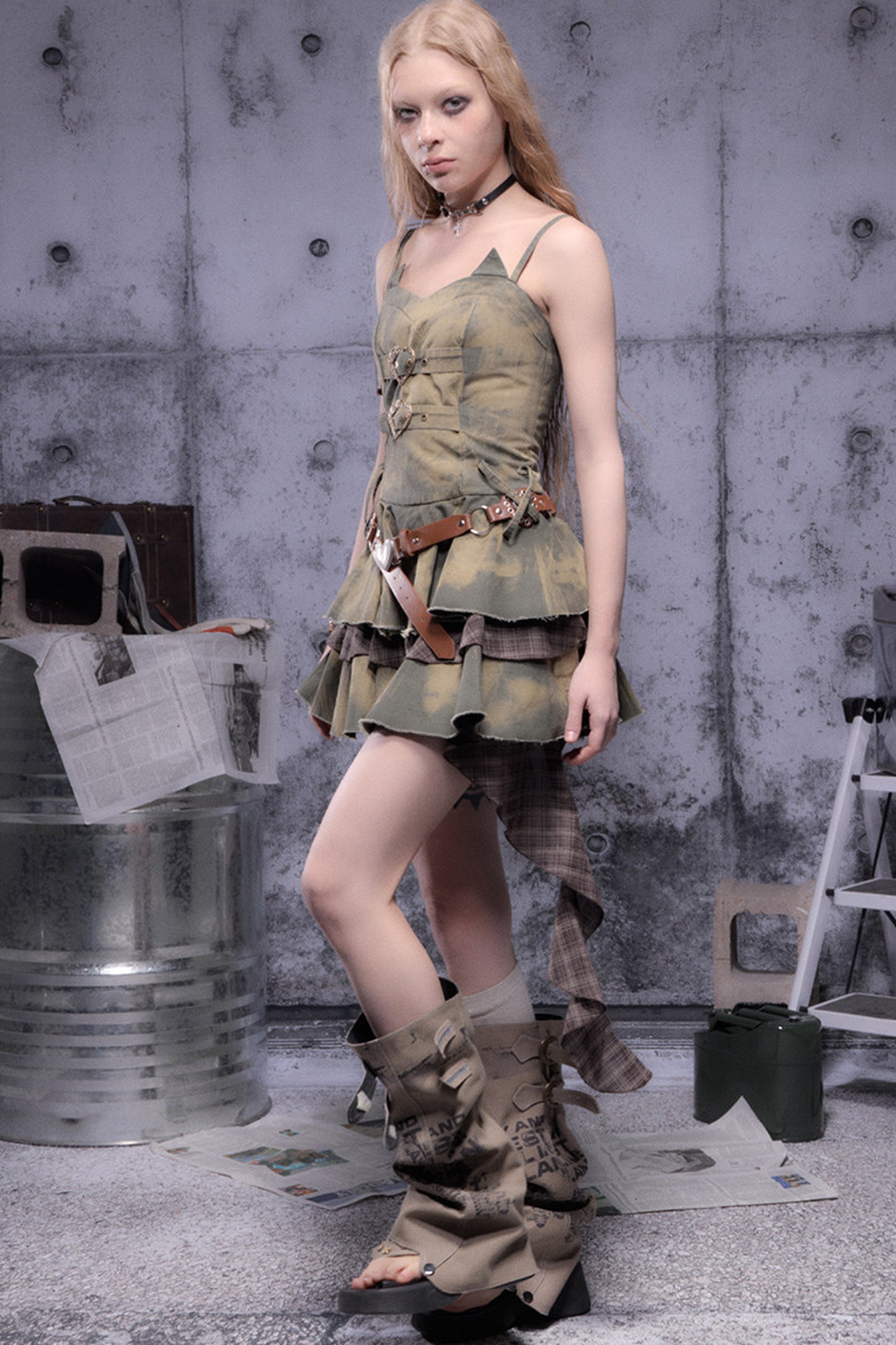 Multi-Layered Ruffled Suspender Dress