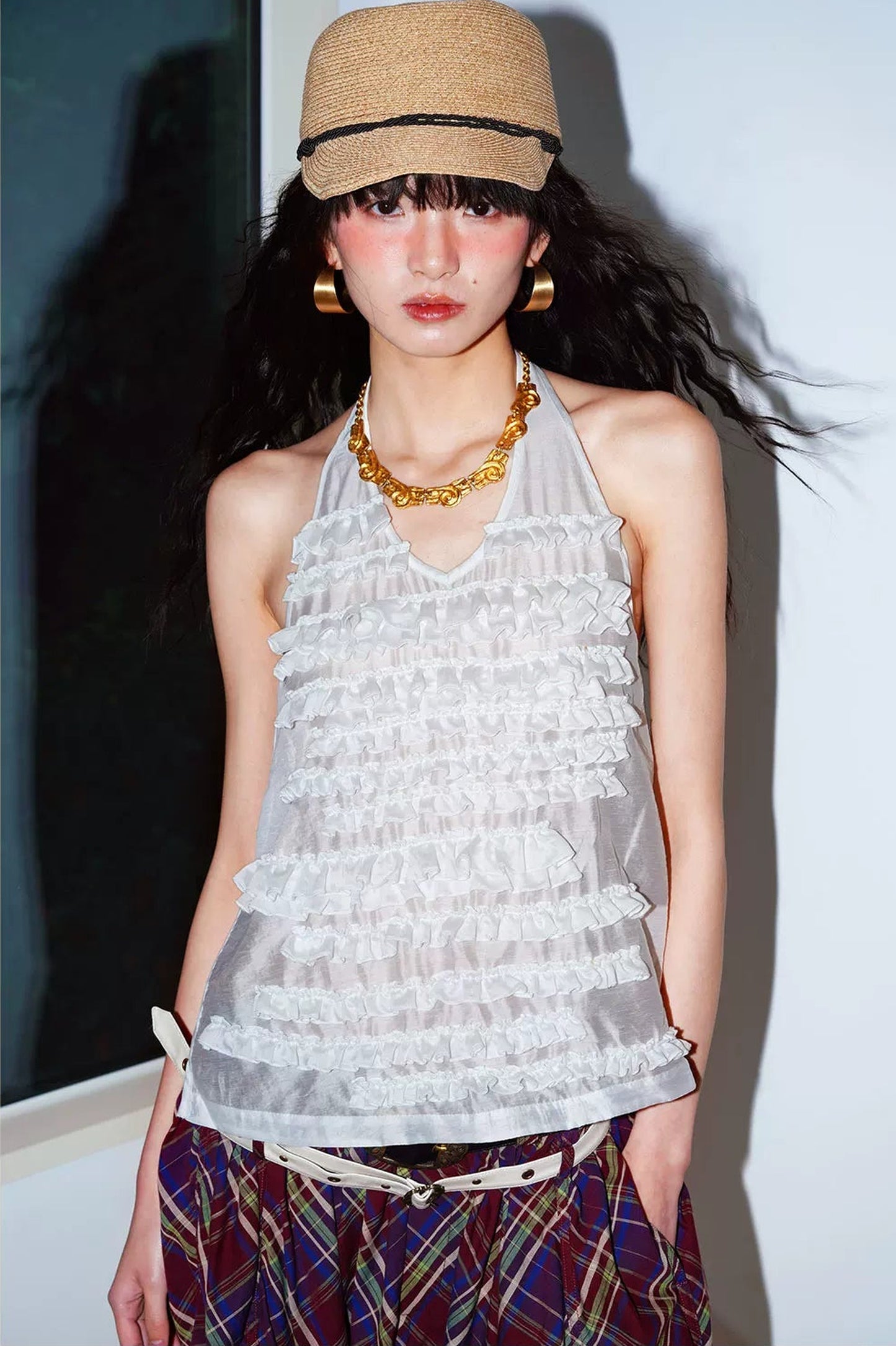 Lyocell Ruffle Halter Top