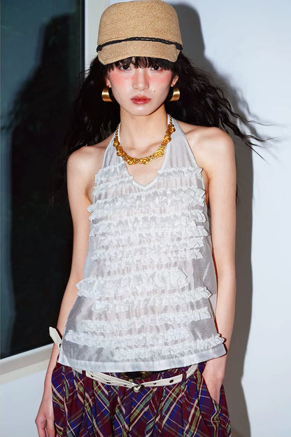 Lyocell Ruffle Halter Top