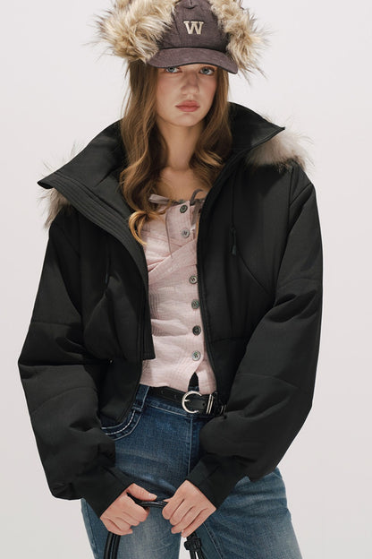 Black Winter Cotton Coat