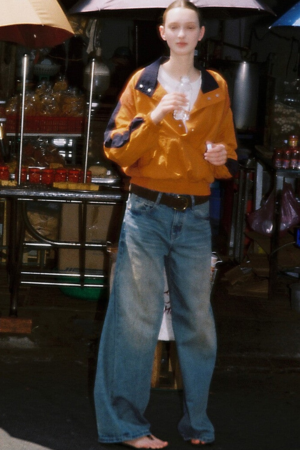 Vintage Hand-Painted Wide Leg Jeans Set