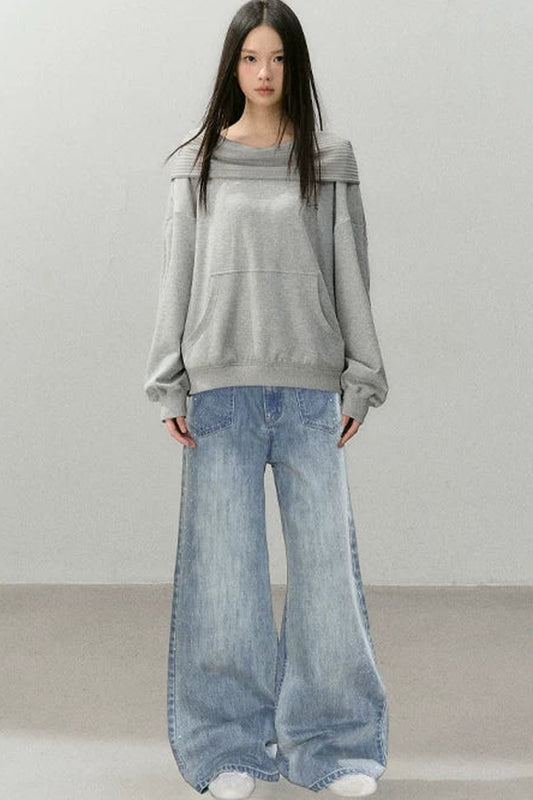 One-Shoulder Hoodie and Jeans Set-Up