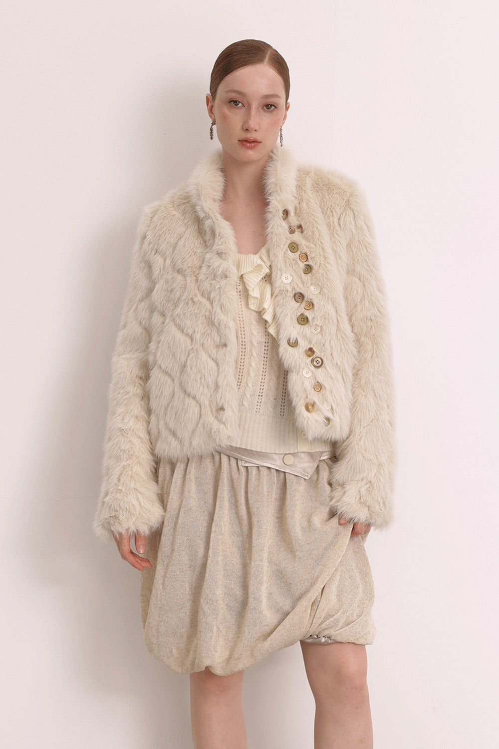 Oatmeal Oil Painting Texture Irregular Skirt