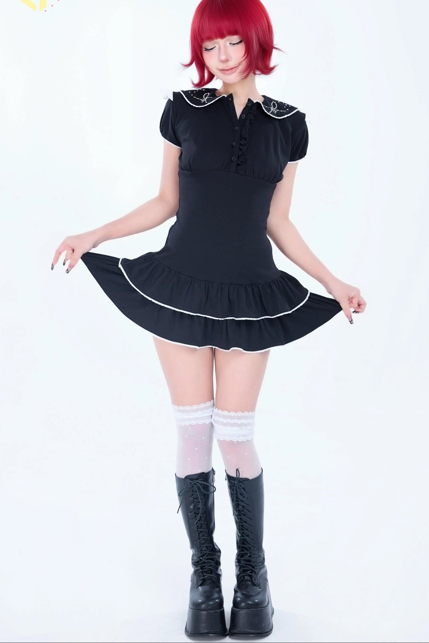 Sparkling Sailor Rhinestone Tiered Dress Set-Up