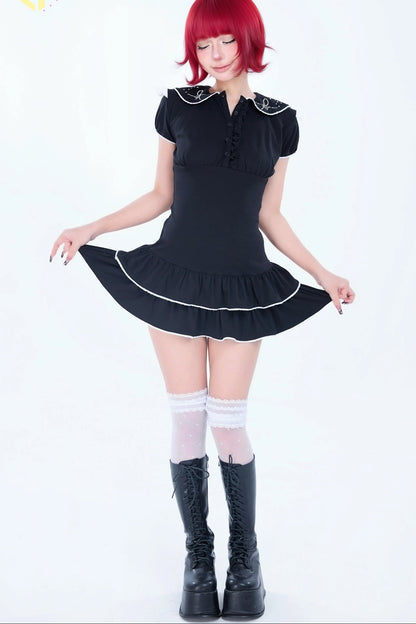 Sparkling Sailor Rhinestone Tiered Dress Set-Up