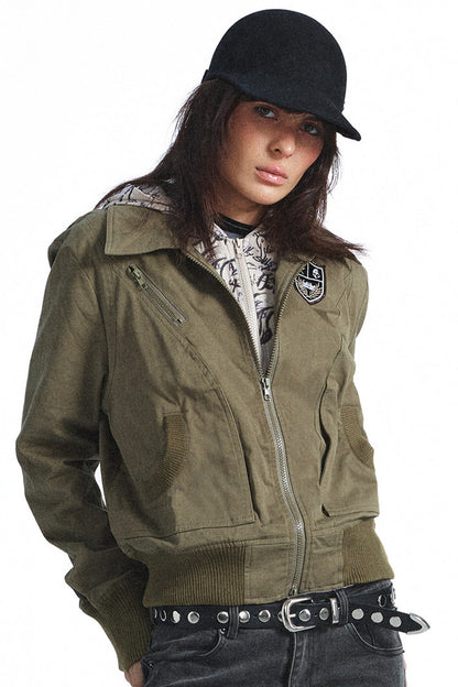 Patchwork Graffiti Hooded Workwear Jacket