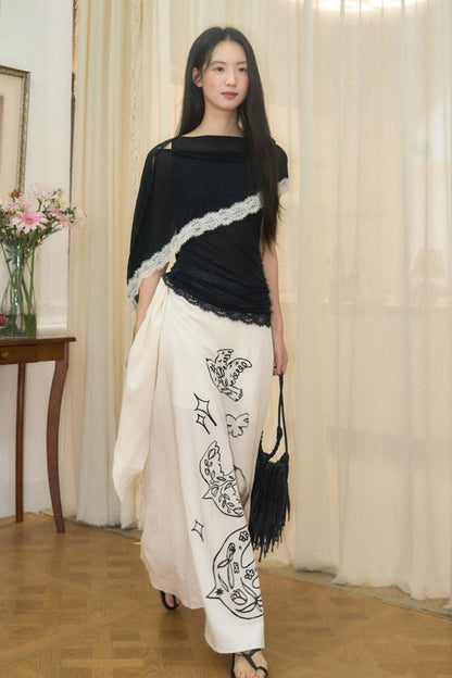 Tencel Linen Shawl Blouse Set