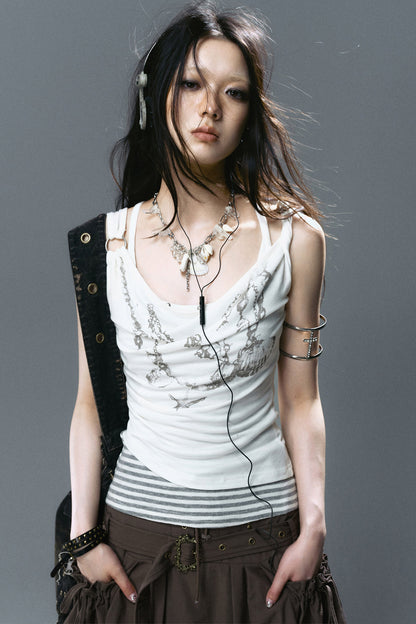 Crystal Layered Shell Pendant Necklace