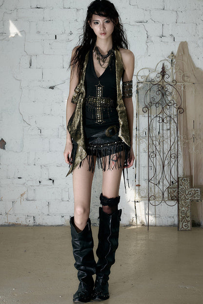 Retro Punk Knitted Halter Top
