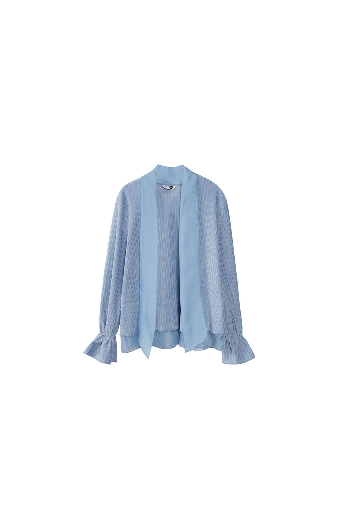 Moonlight Waterfall Long-Sleeve Ribbon Top and Skirt Set-Up