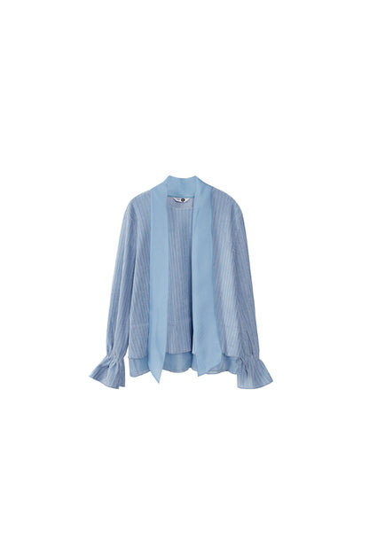 Moonlight Waterfall Long-Sleeve Ribbon Top and Skirt Set-Up