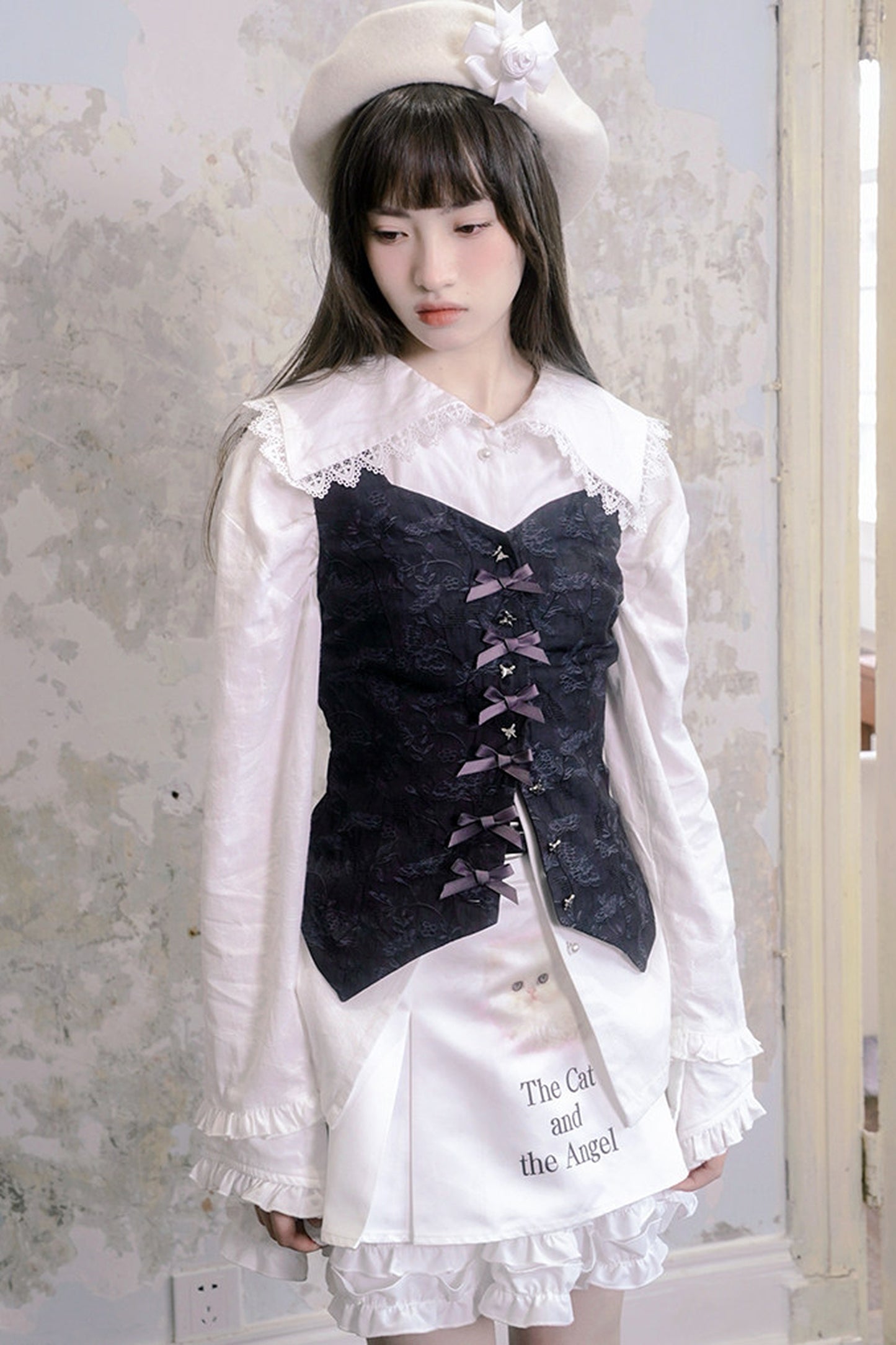 Butterfly Buckle Jacquard Cotton Vest