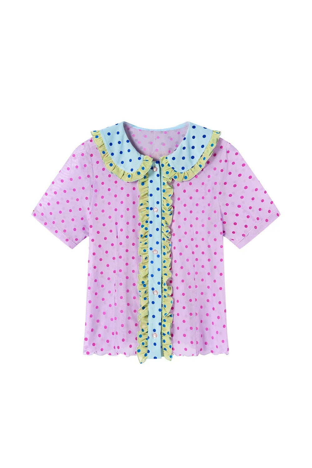 Chemisier violet à pois floqués
