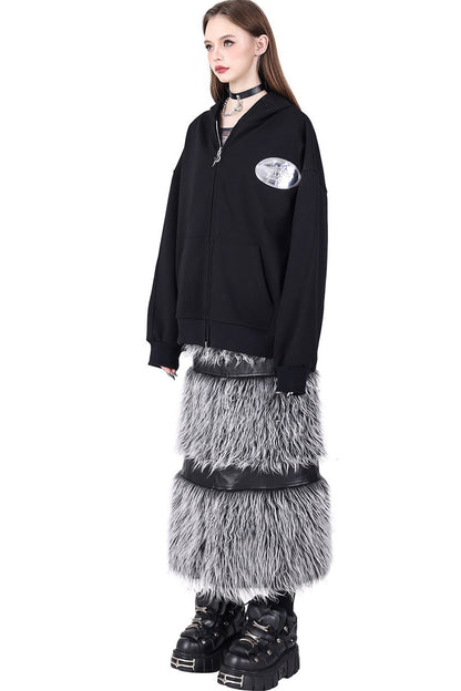 Cat Ear Double Zipper Hooded Jacket