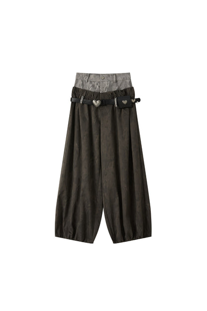Double-Waist Belted Pants