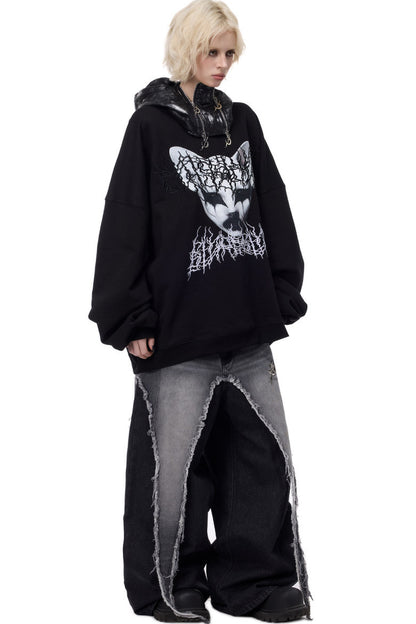 Cat Metal Thorns Heavy Industry Embroidered Blouse