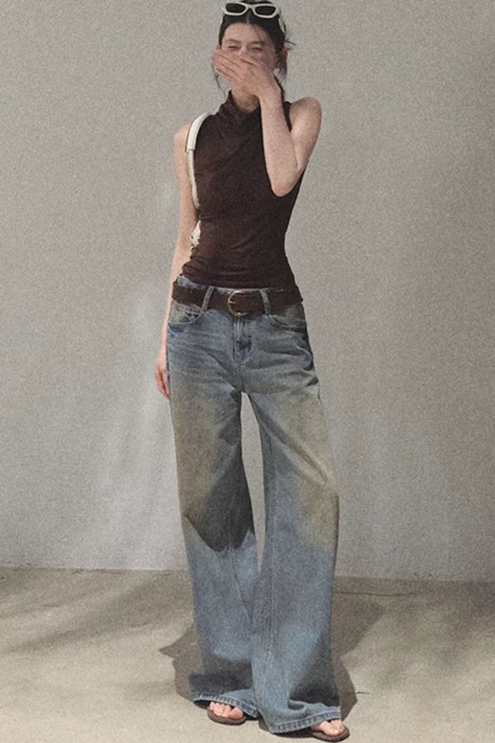 Vintage Hand-Painted Wide Leg Jeans Set