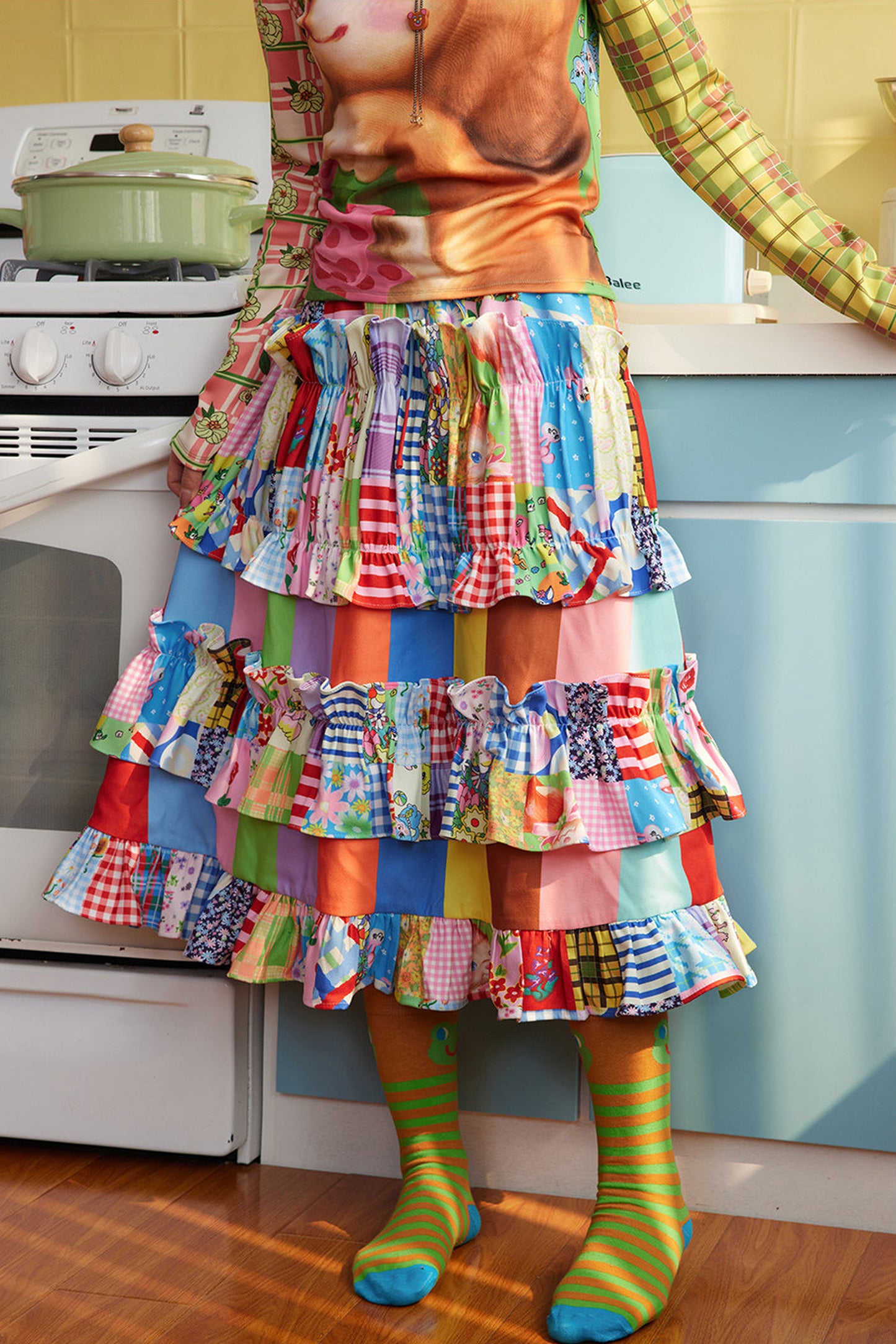 Ensemble de chaussettes mi-mollet à rayures colorées avec ours