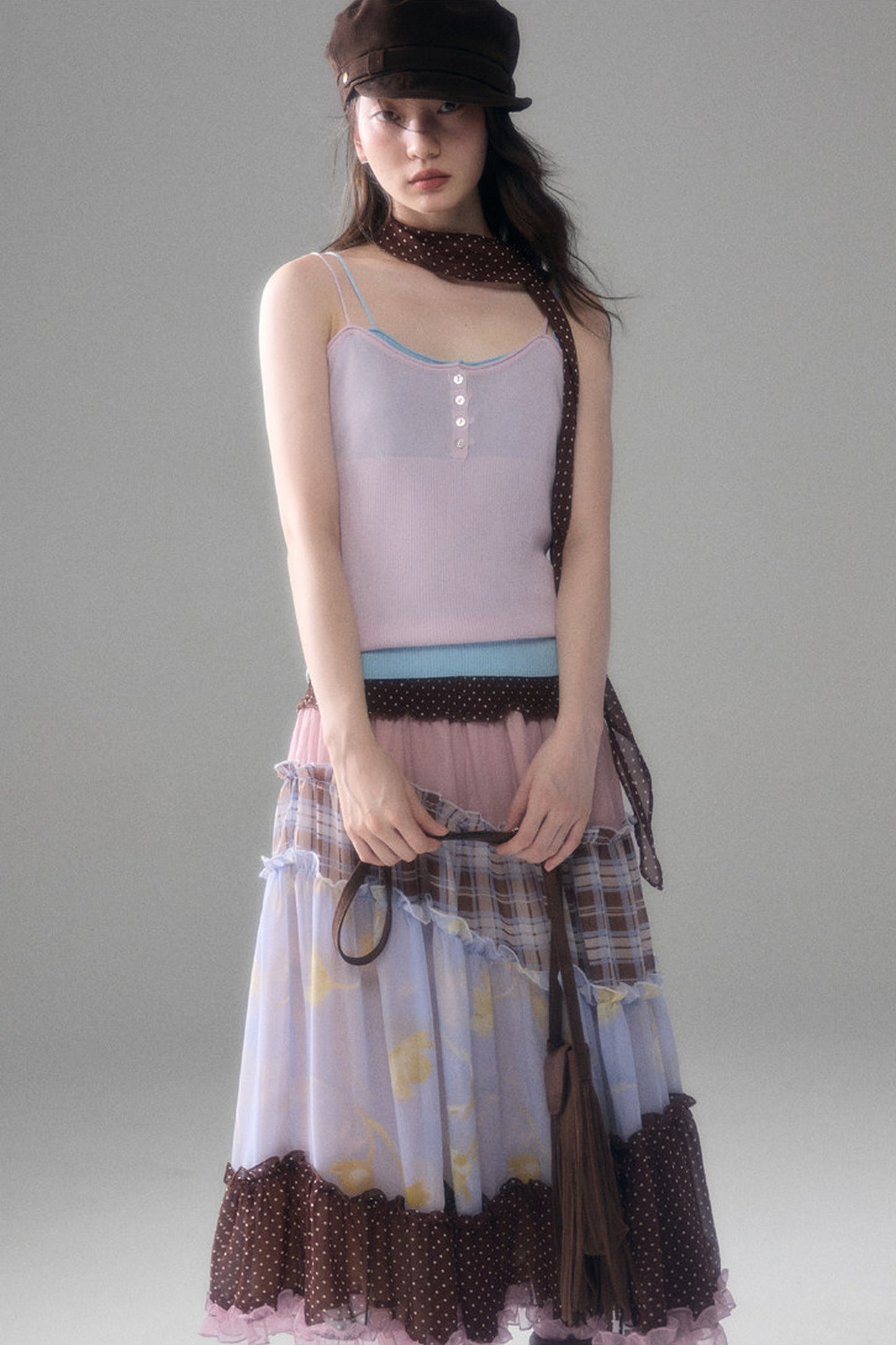 Brownie Tart Patchwork Tube Top Skirt