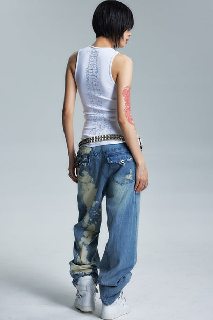 Two-Color Metal Chain Print Camisole Top