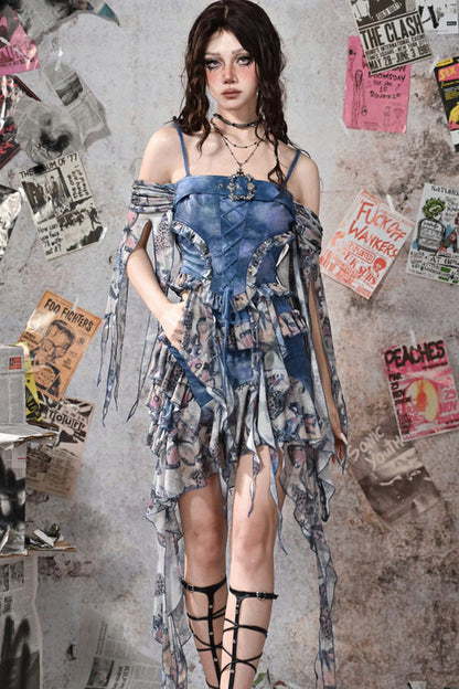 Butterfly Print Off-Shoulder Camisole