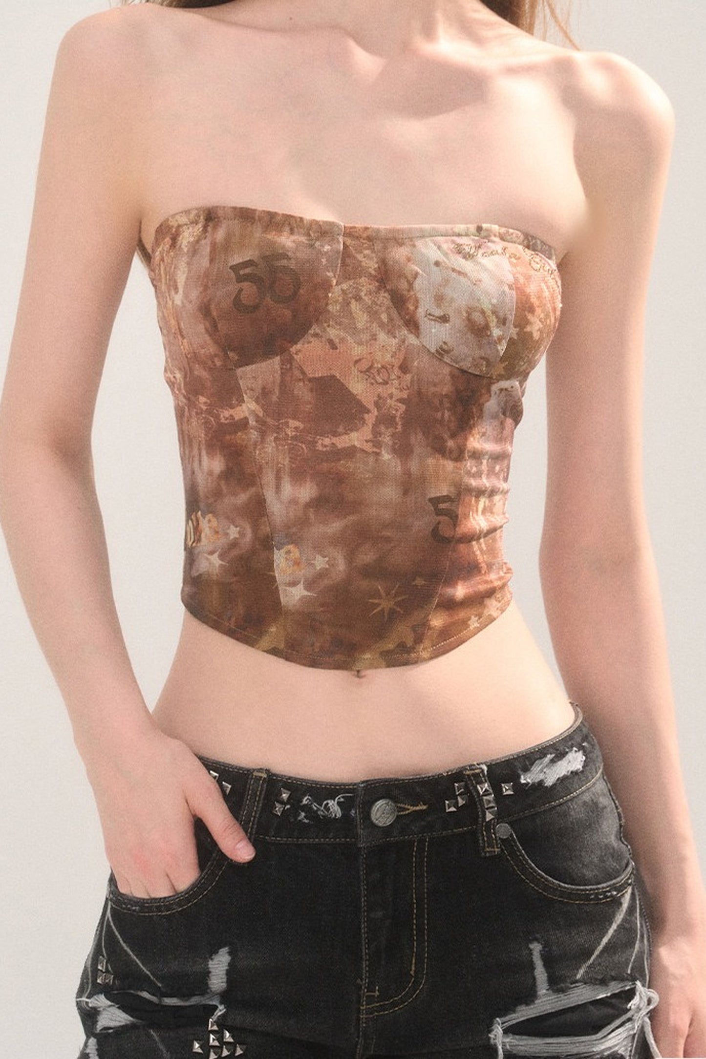 Vintage Print Tube Top