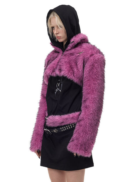 Y2K Gradient Short Fur Jacket