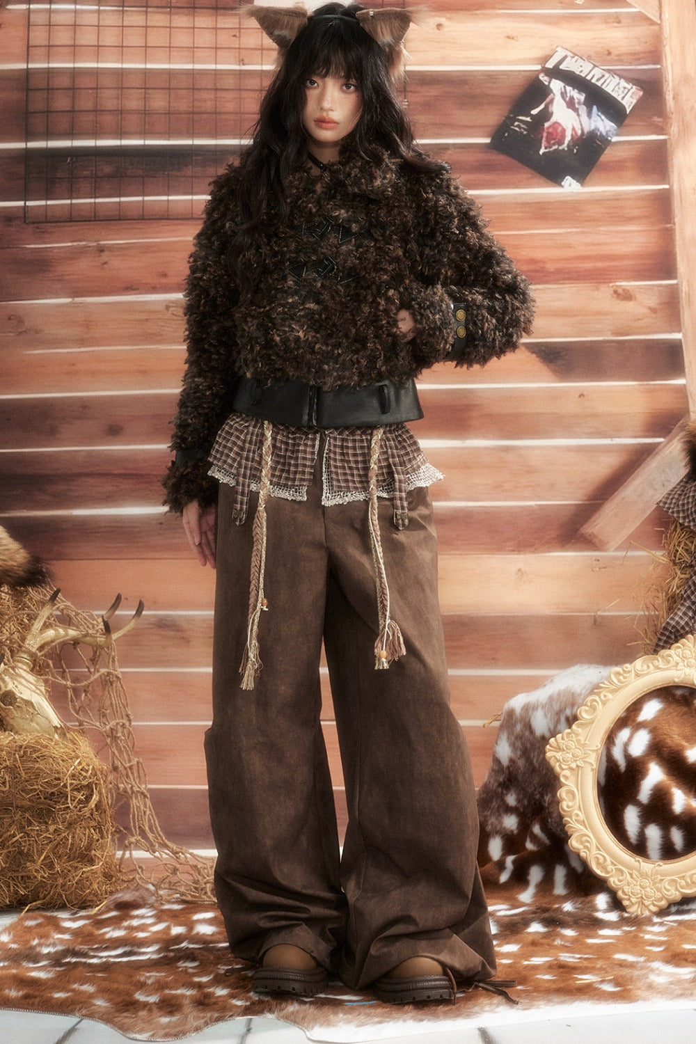 Plaid Tie-Waist Wide Leg Pants