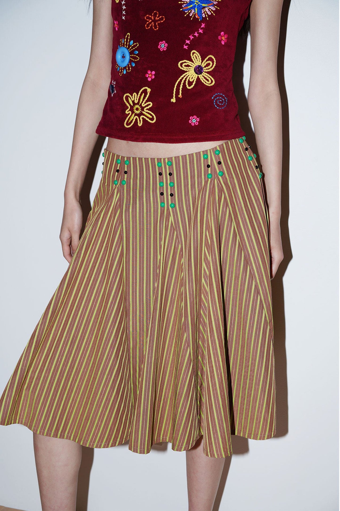 Retro Striped A-Line Skirt