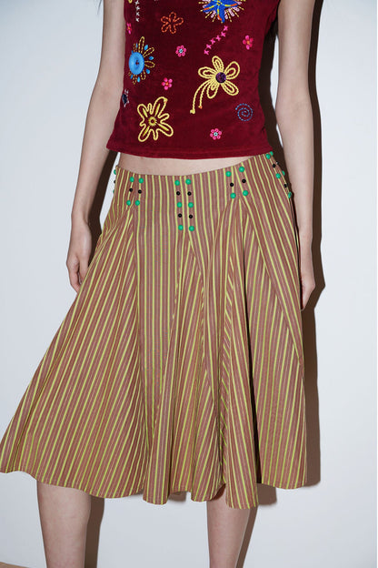 Retro Striped A-Line Skirt