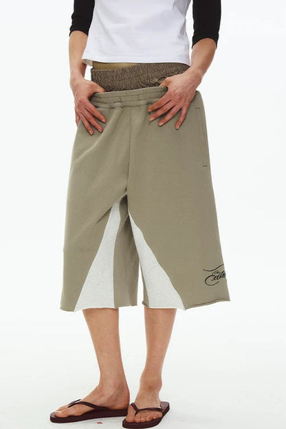 Double-Waist Plaid Patchwork Sweatpants