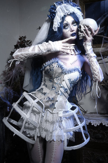Gothic Ribbed Corset Suspender Set-Up