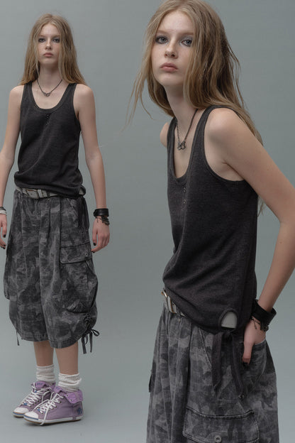 Lace-Up Contrast Punk Vest
