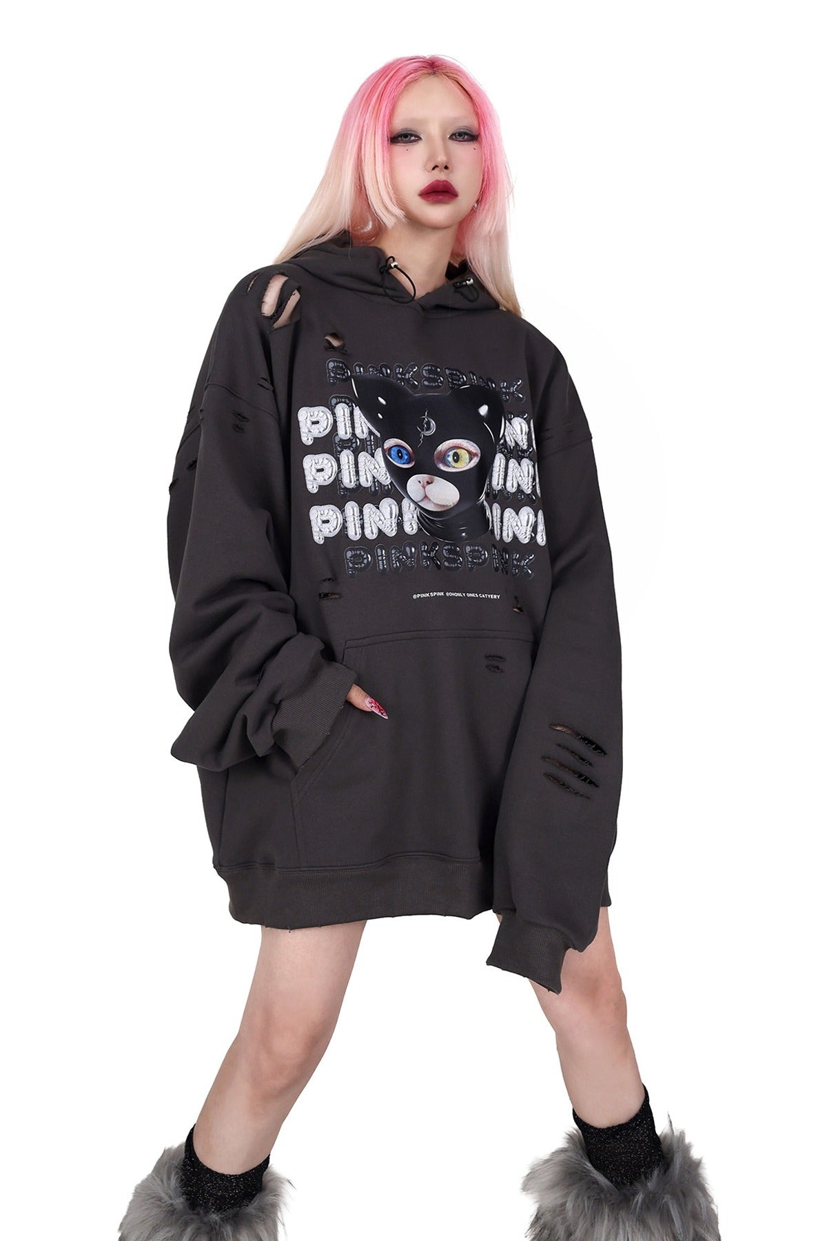Cat Ear Ripped Hooded Hoodie