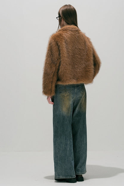 Loose Wide Leg Woven Belt Jeans