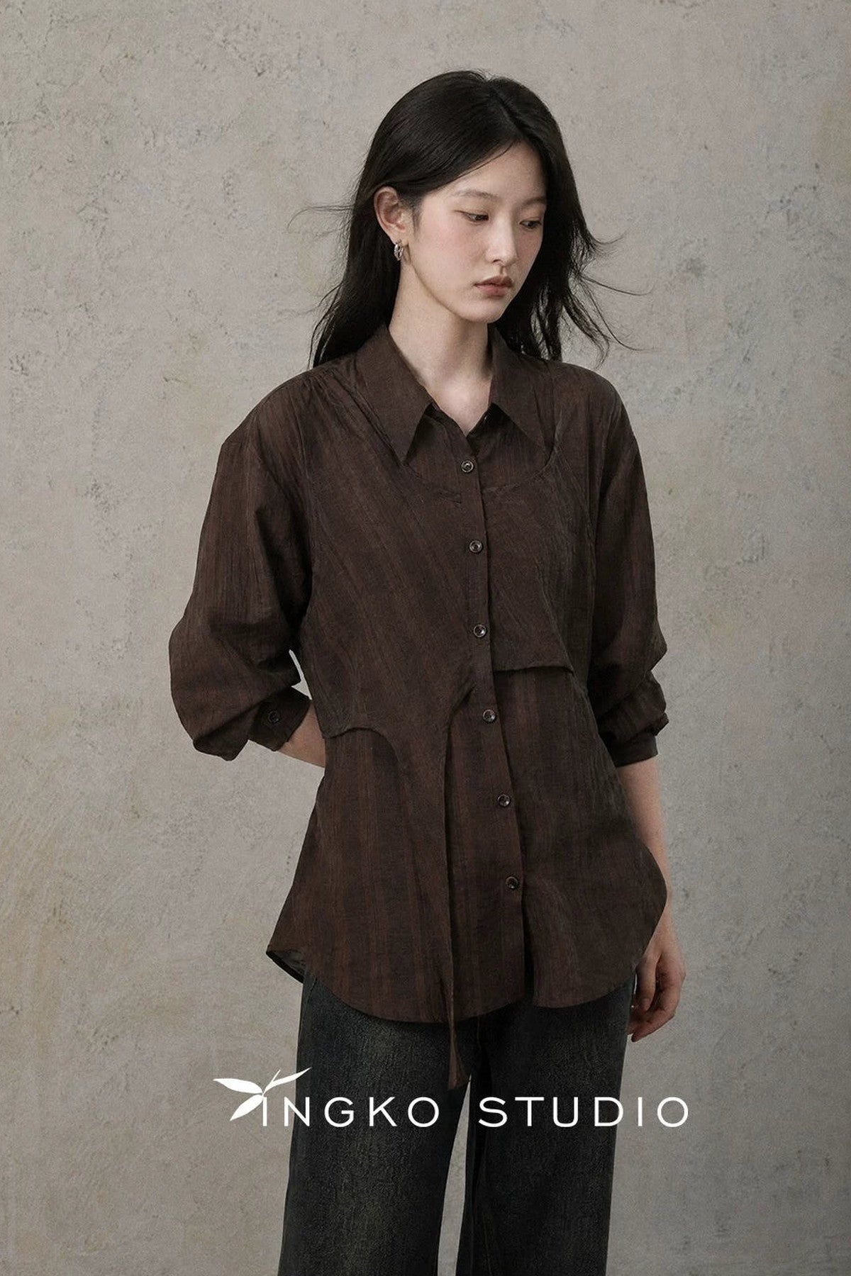 Layered-Look Blouse and Skirt Set-Up