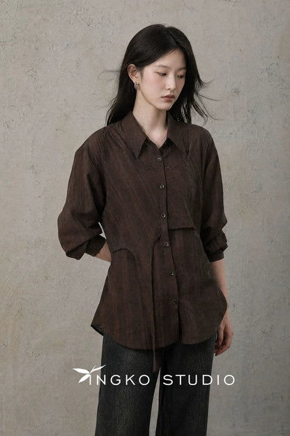Layered-Look Blouse and Skirt Set-Up