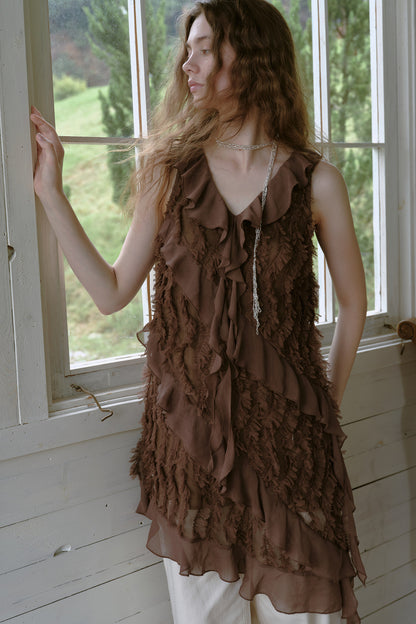 Asymmetrical Ruffle Chiffon Dress