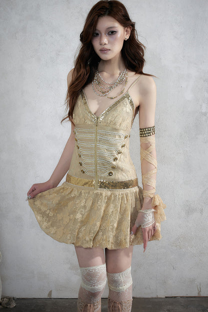 Retro Jacquard Sequin Dress