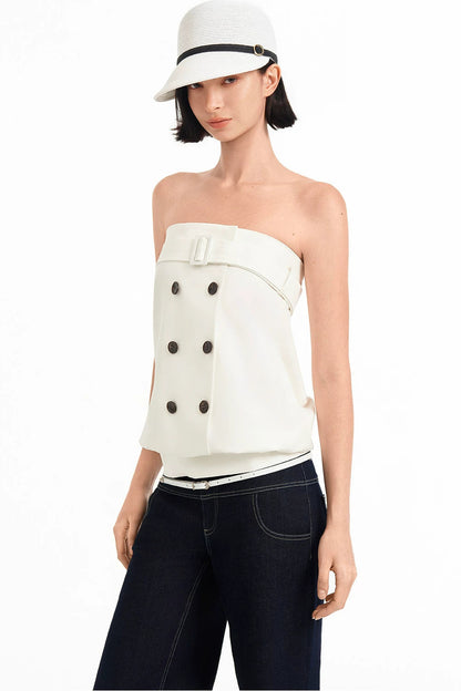 Tencel Deconstructed Double-Breasted Vest